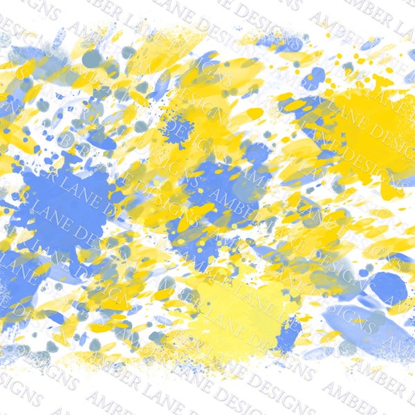 Blue and Yellow Paint Splatter background Sublimation png file