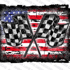 Racing Flags and USA Flag background, PNG file