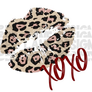 leopard Lips xoxo Png| Kiss Png |  Lipstick Kiss PNG |  Valentine PNG  | Sublimation Design