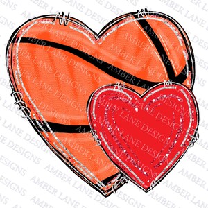 Basketball hearts, red heart, Valentines, sports png file, Sublimation Basketball file.