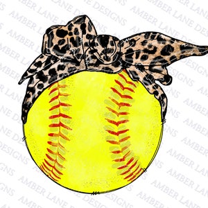 Softball With Leopard Bandana Watercolor Sublimation PNG Design - Etsy