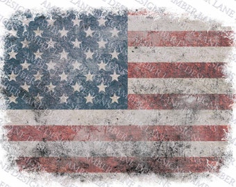 USA flag, American flag, grunge ,PNG file, tattered flag