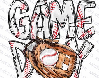 Game Day baseball png file with baseball glove