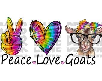 Custom Size Ready to Press Funny Sublimation Prints Goats Design 384 Peace Love Design Peace Love Goats Sublimation Transfers