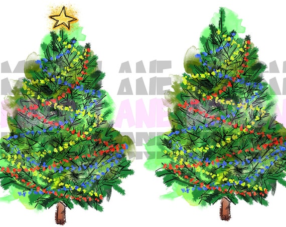 Christmas Tree Christmas PNG Digital Download Two Green Christmas Trees Sublimation Design Digital Art