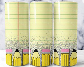 School pencils and paper 20oz SKINNY TUMBLER wrap