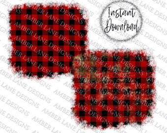 Red Buffalo plaid bundle, gold grunge, backsplash frames ,png file only