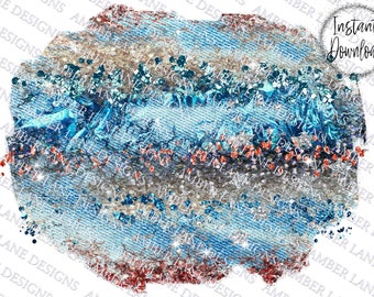 USA glitter and denim frame, 4th July ,PNG file,