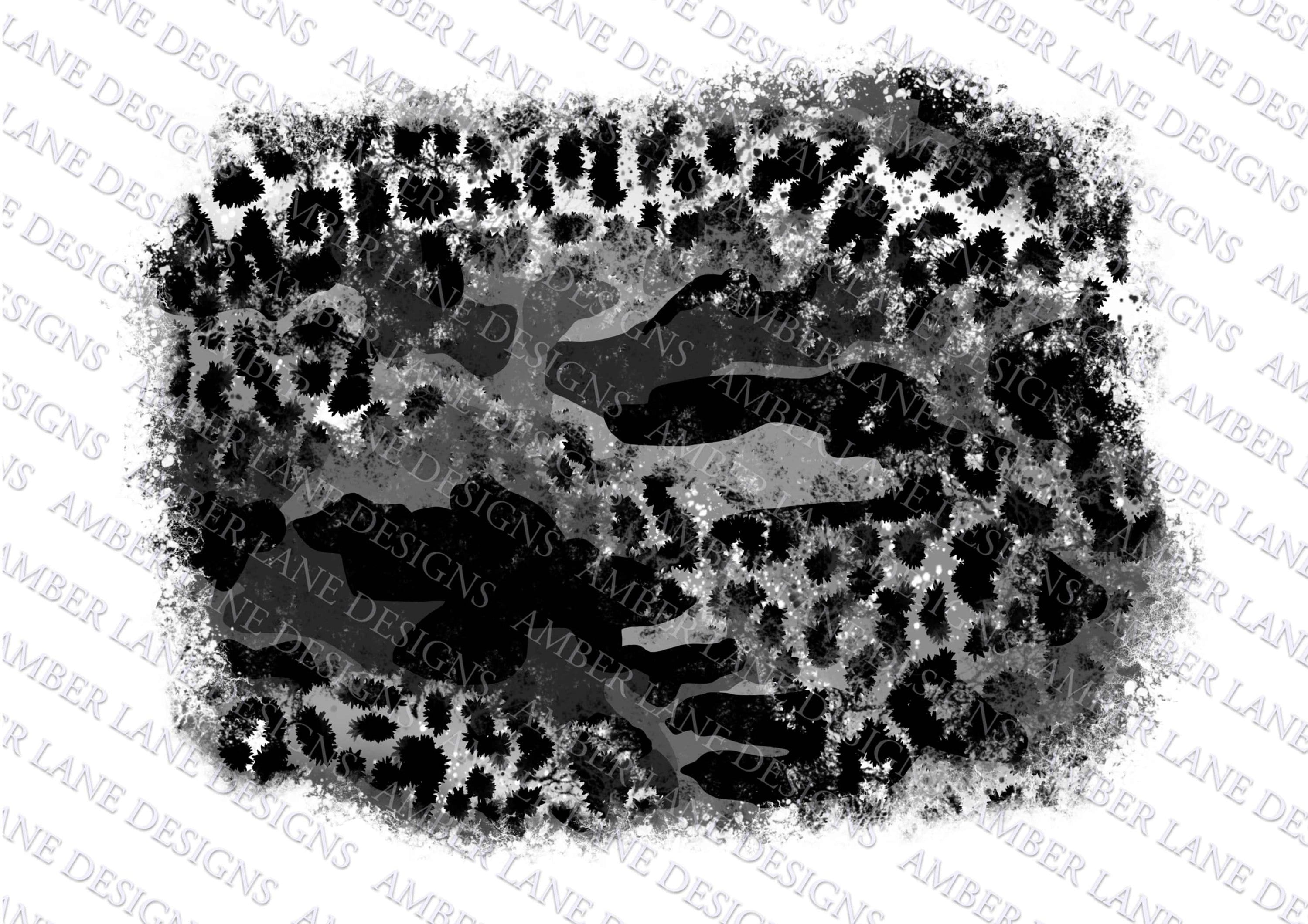 Black Camo and cheetah print, Camouflage Frame png, Distressed Grunge