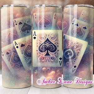 Playing Cards 20oz SKINNY TUMBLER straight wrap 1 jpeg file (not seamless)