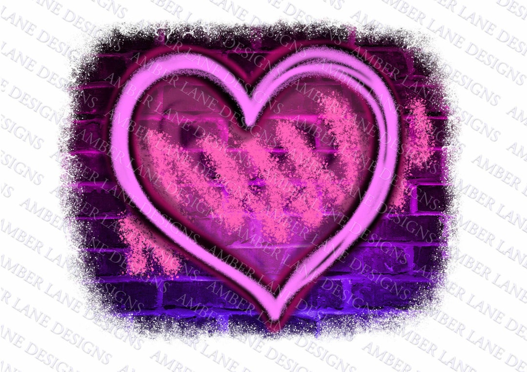 Airbrush, Spraypaint Heart With Brick Wall Background PNG, Sublimation