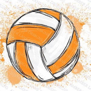 Orange Team Colors Volleyball Watercolor Sublimation, 2 PNG Designs - Etsy
