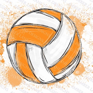 Orange team colors Volleyball Watercolor Sublimation, 2 PNG Designs