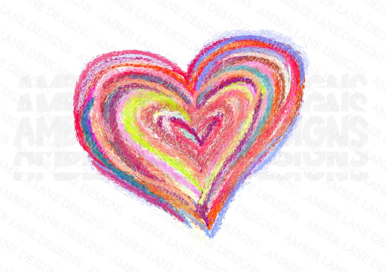 Valentines Day Digital File Valentine Love PNG Sublimation Watercolor Heart Rainbow Heart PNG