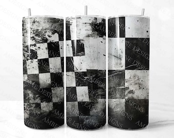 Grungy racing checkered flag 20oz SKINNY TUMBLER straight wrap 1 jpeg file