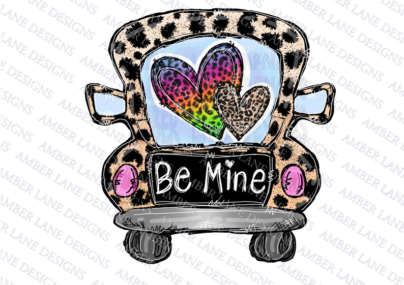 Download Leopard Hearts Truck png Be mine Valentine Sublimation ...