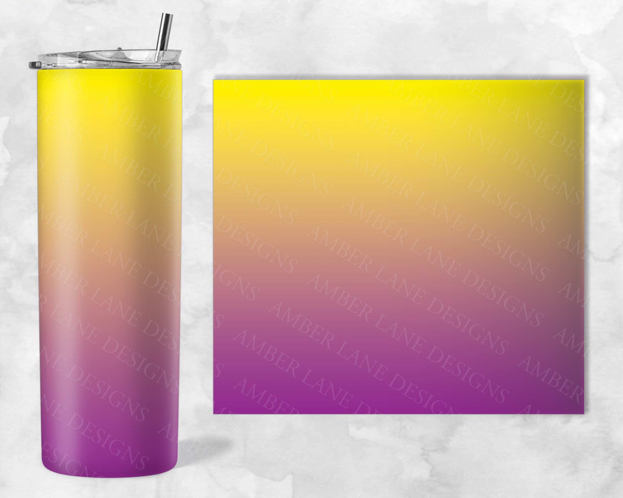 Purple and Yellow Tumbler 20oz SKINNY TUMBLER Straight Wrap 1 Etsy