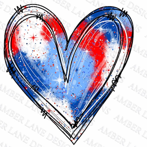USA Red White and Blue Heart Png File Etsy
