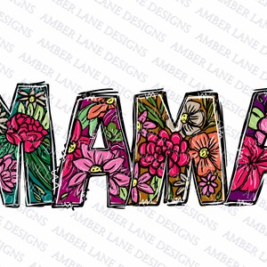 Cartas florales de mamá para el día de las madres, Archivo de sublimación png dibujado a mano