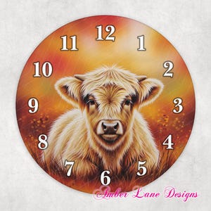 Herfst Highland Cow-herfstvibes - kloksublimatie voor png-bestand van 8 x 8 inch