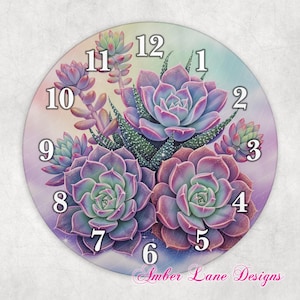 Sublimation d'horloge de plantes succulentes pour s'adapter à un fichier png de 20 x 20 cm (8 po. x 20 po.)