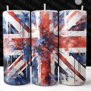 Union Jack, bandeira britânica grunge 20 onças SKINNY TUMBLER envoltório reto 1 arquivo jpeg, não perfeito