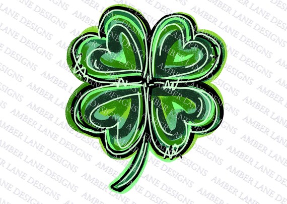 Four Leaf Clover, Chalk Style,st Patrick's Day Green Four