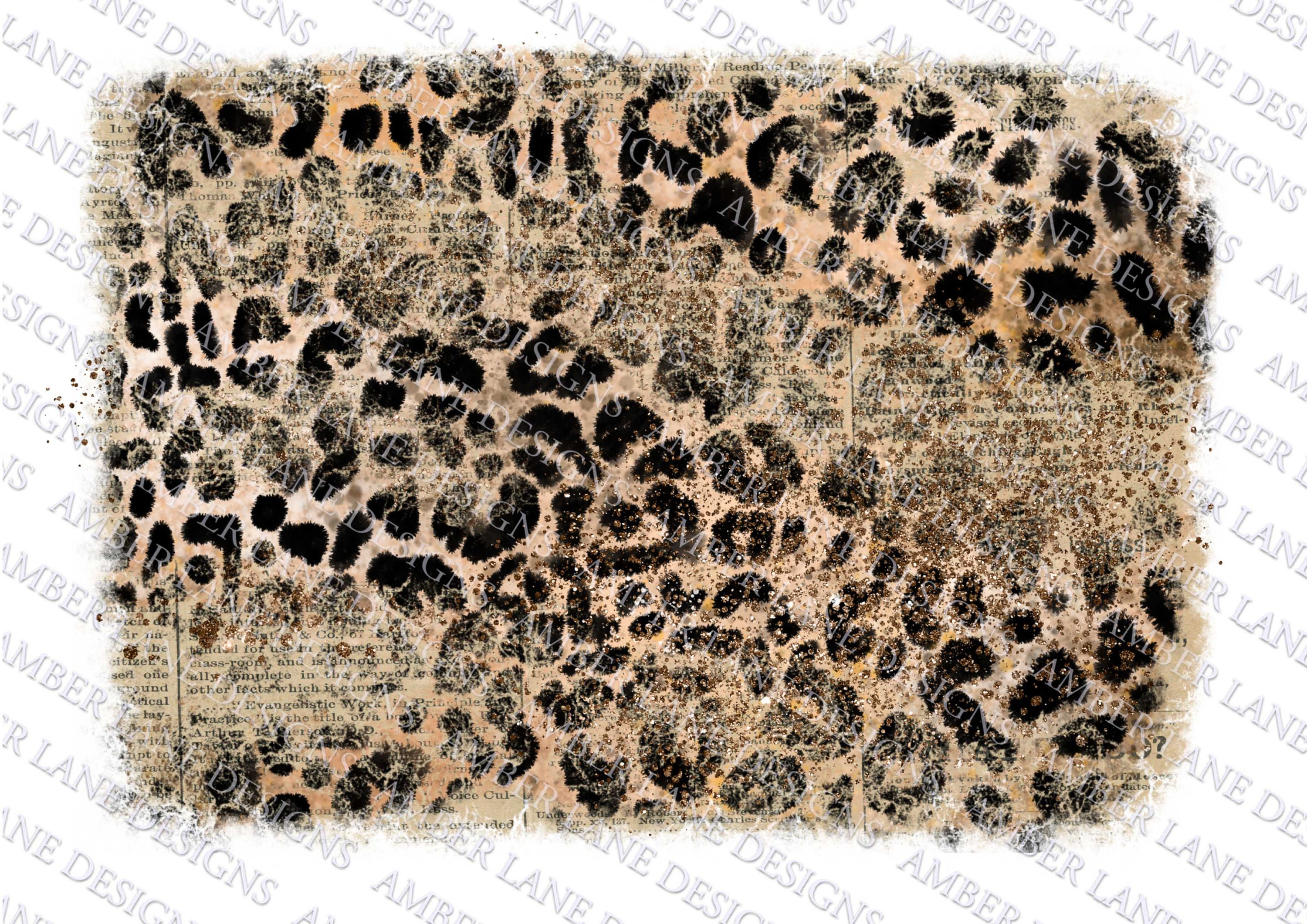 Newspaper Glitter and Leopard Background Distressed PNG - Etsy Australia