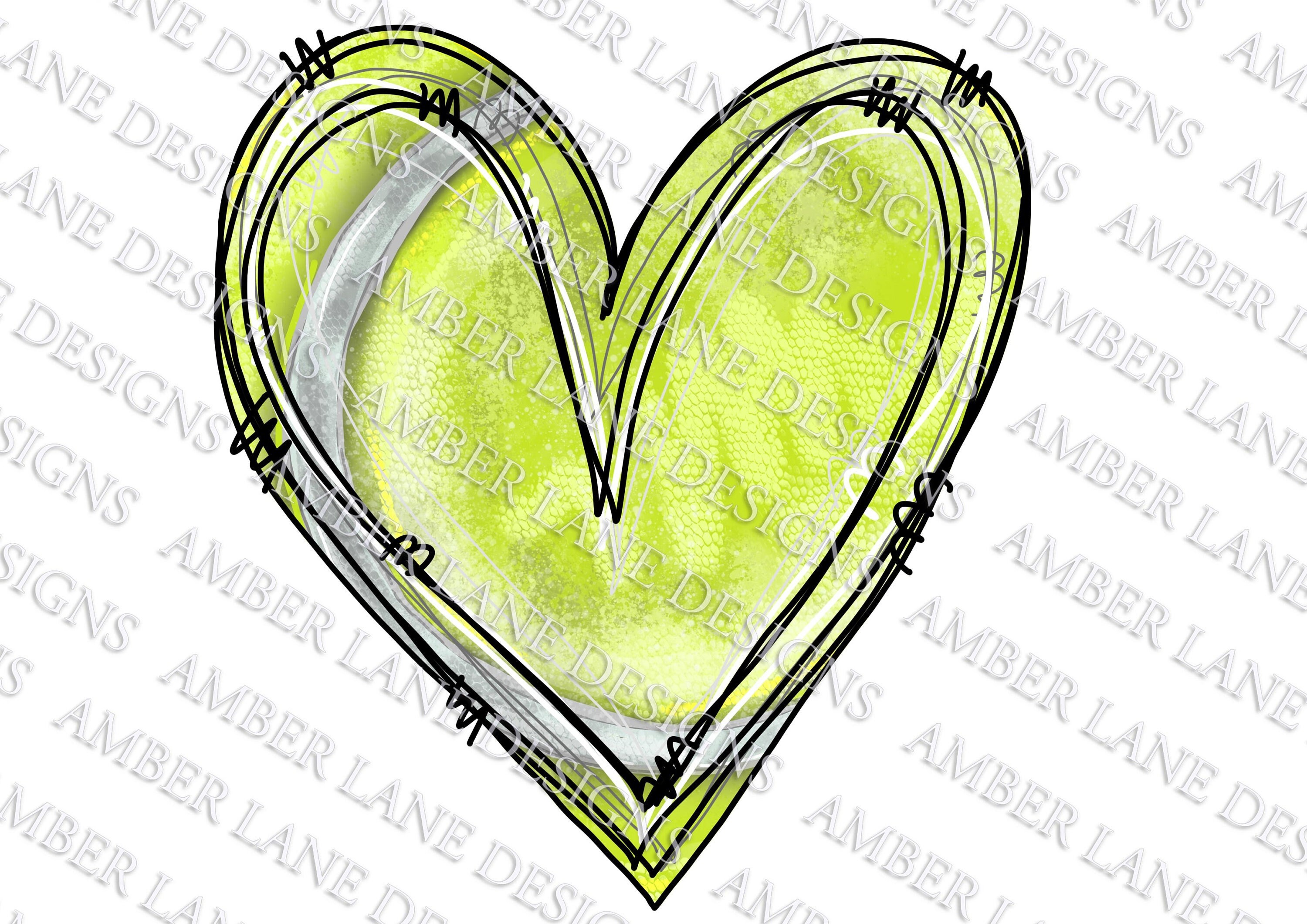 Tennis Ball Heart Png Hand Drawn File Only Etsy