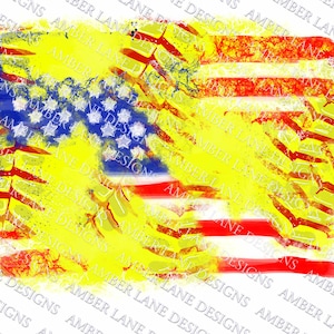 Marco de salpicadura de softbol con la bandera estadounidense desgastada de EE. UU., diseño PNG de fondo / diseño de softbol