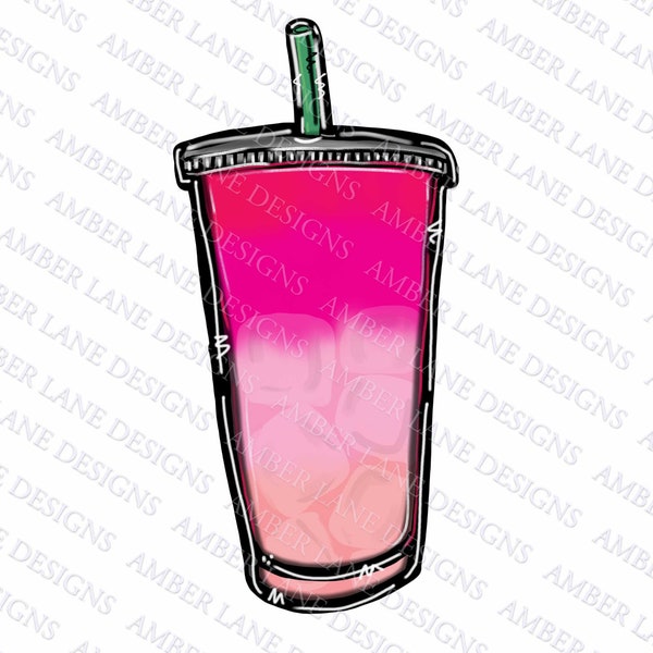 Pink Loaded Tea PNG , doodle sublimation