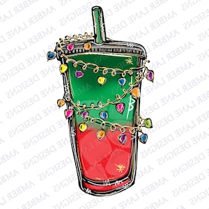 Christmas lights Loaded Tea PNG , doodle sublimation