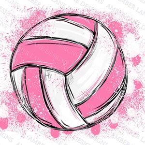 Pink team colors Volleyball Watercolor Sublimation, 2 PNG Designs