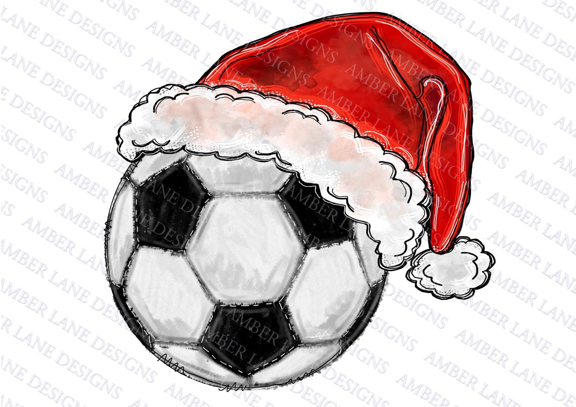 Soccer Ball With Santa Hat PNG Soccer Png Football png Etsy