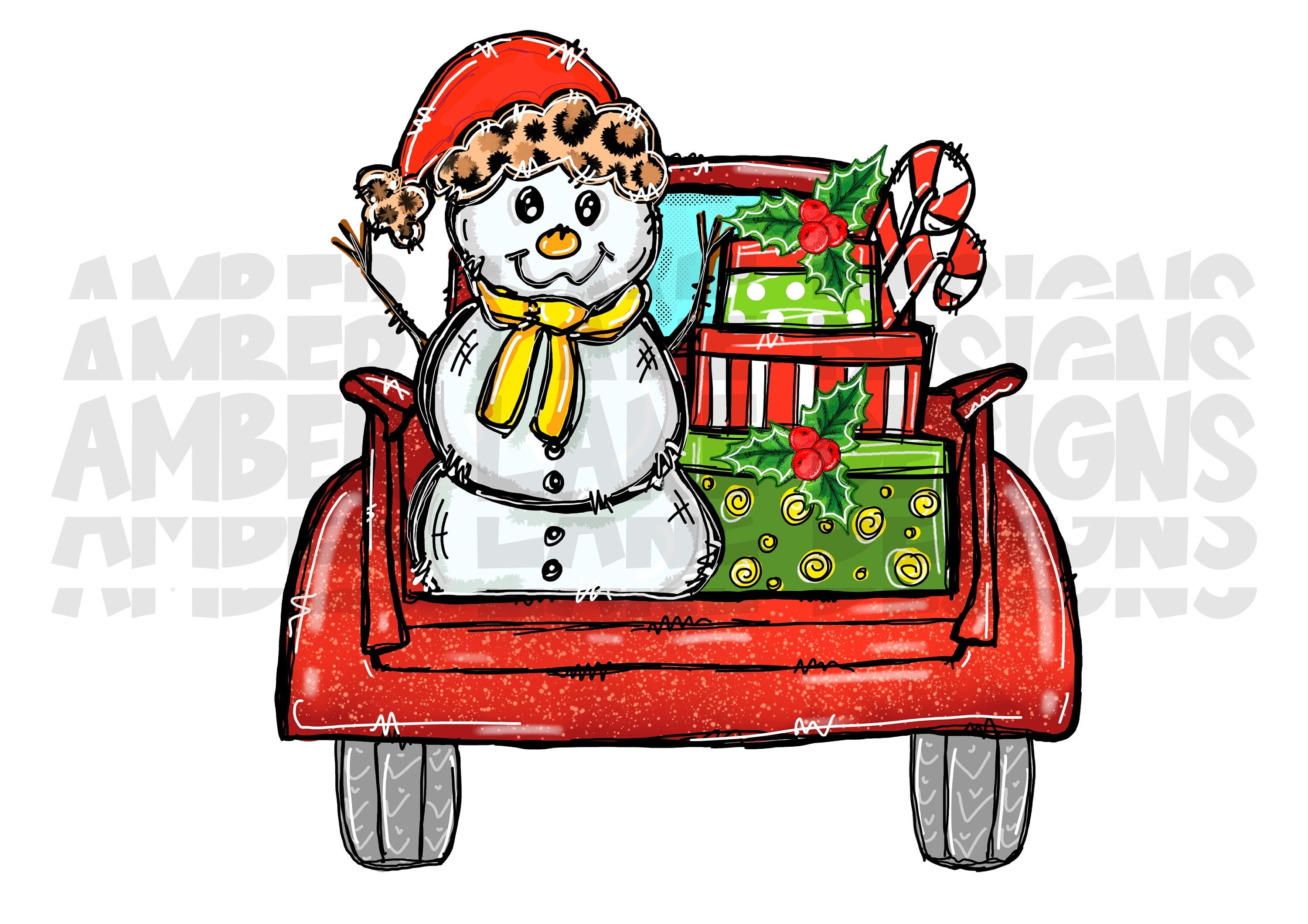 Download Snowman Christmas Truck, Sublimation png file