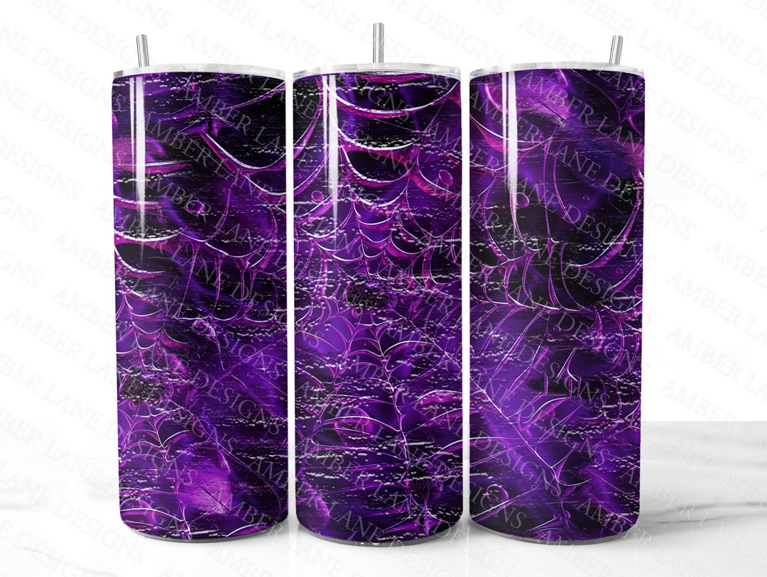 Purple Spider Webs With 3D Texture 20oz SKINNY TUMBLER Wrap - Etsy