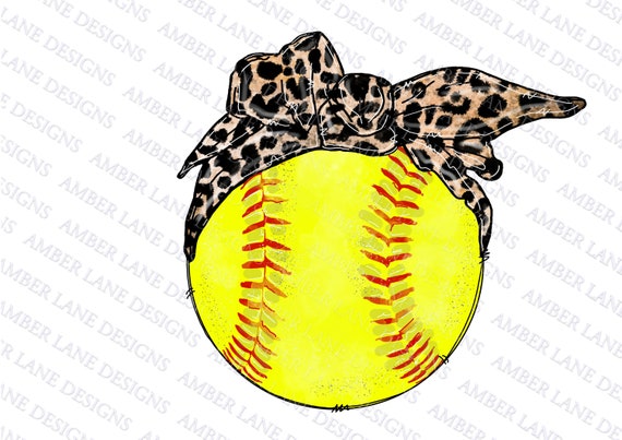 Softball With Leopard Bandana Watercolor Sublimation PNG | Etsy