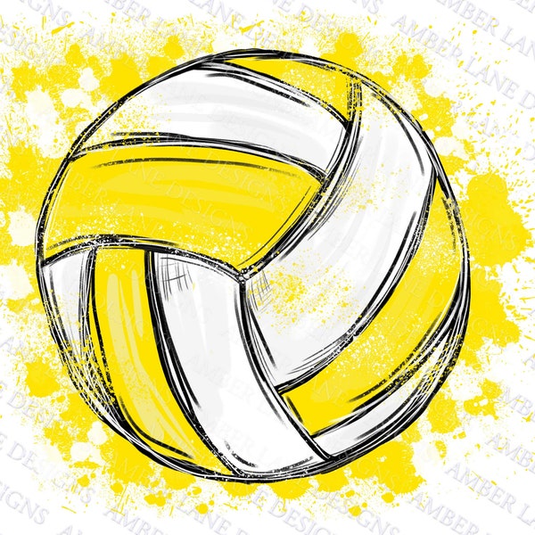 Yellow team colors Volleyball Watercolor Sublimation, 2 PNG Designs