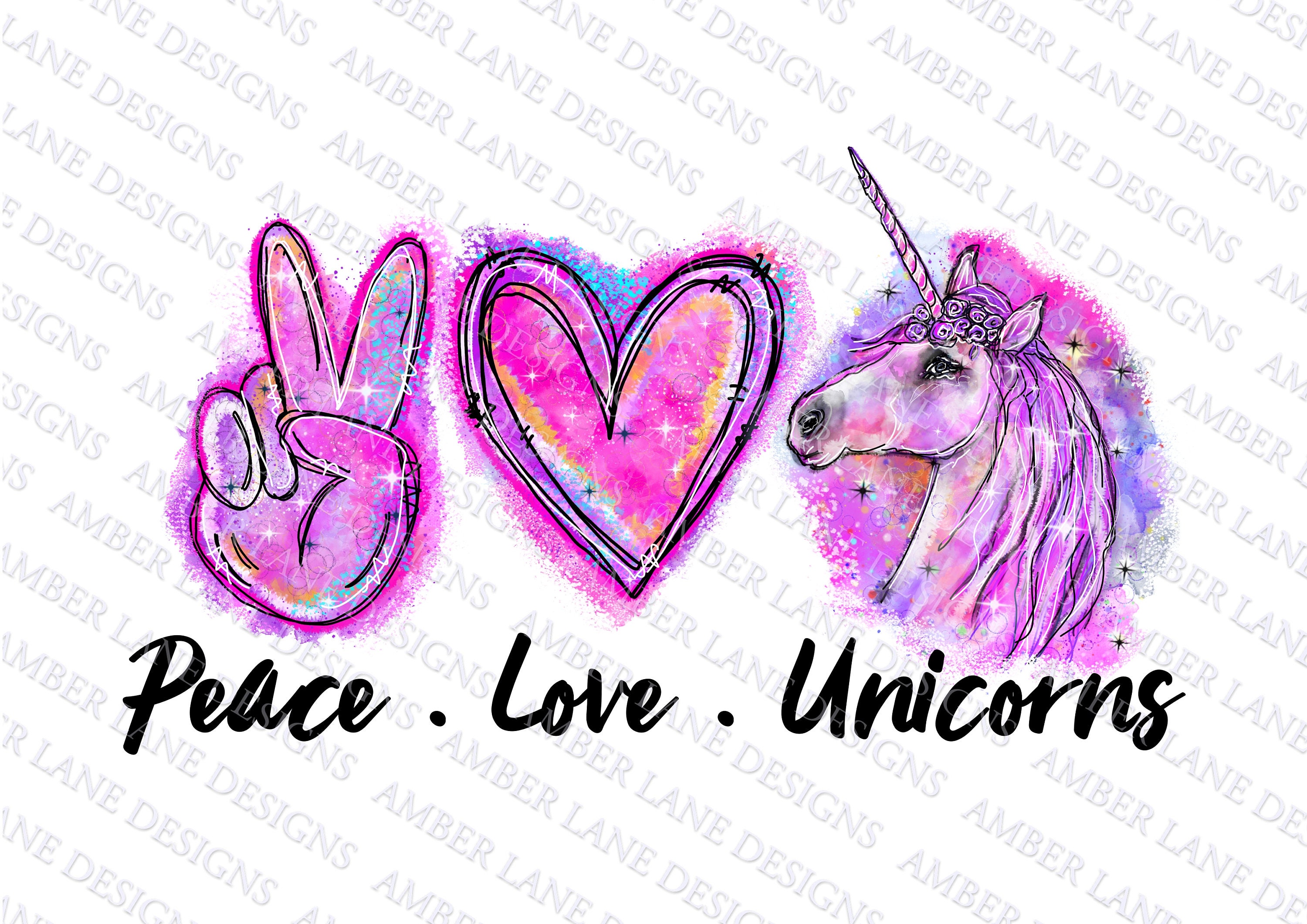 Peace Love Unicorns PNG unicorn Graphics Unicorn Sublimation Etsy UK