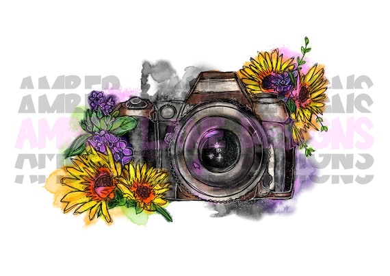 Watercolor Camera Sublimation Png Sunflower Png Camera Png Etsy Singapore