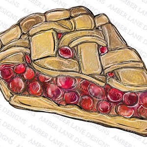 Cherry Pie png digital file. Hand drawn watercolor art.