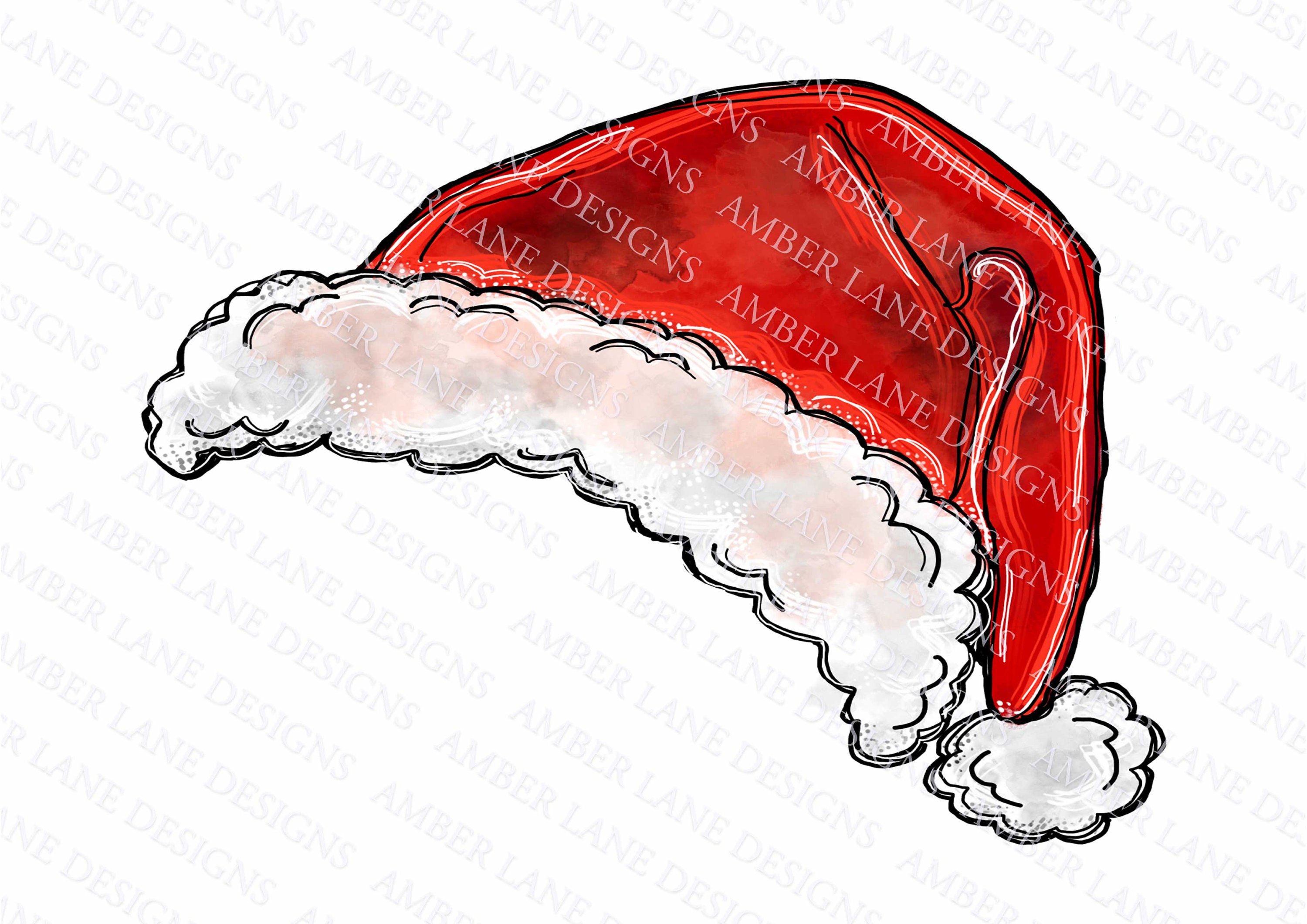 Hand drawn Santa hat. Santa Claus cap in black linear drawing style. Png on  transparent background 12892177 PNG