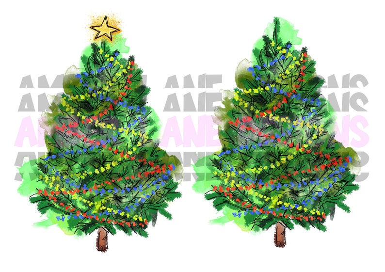 Christmas Tree Christmas PNG Digital Download Two Green Christmas Trees Sublimation Design Digital Art