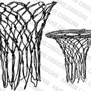 Basketball Hoop and Net hand-drawn png file (NOT a cut file) 2 png files.