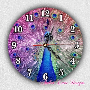 Peacock clock sublimation to fit 8&quot; x 8&quot; png file