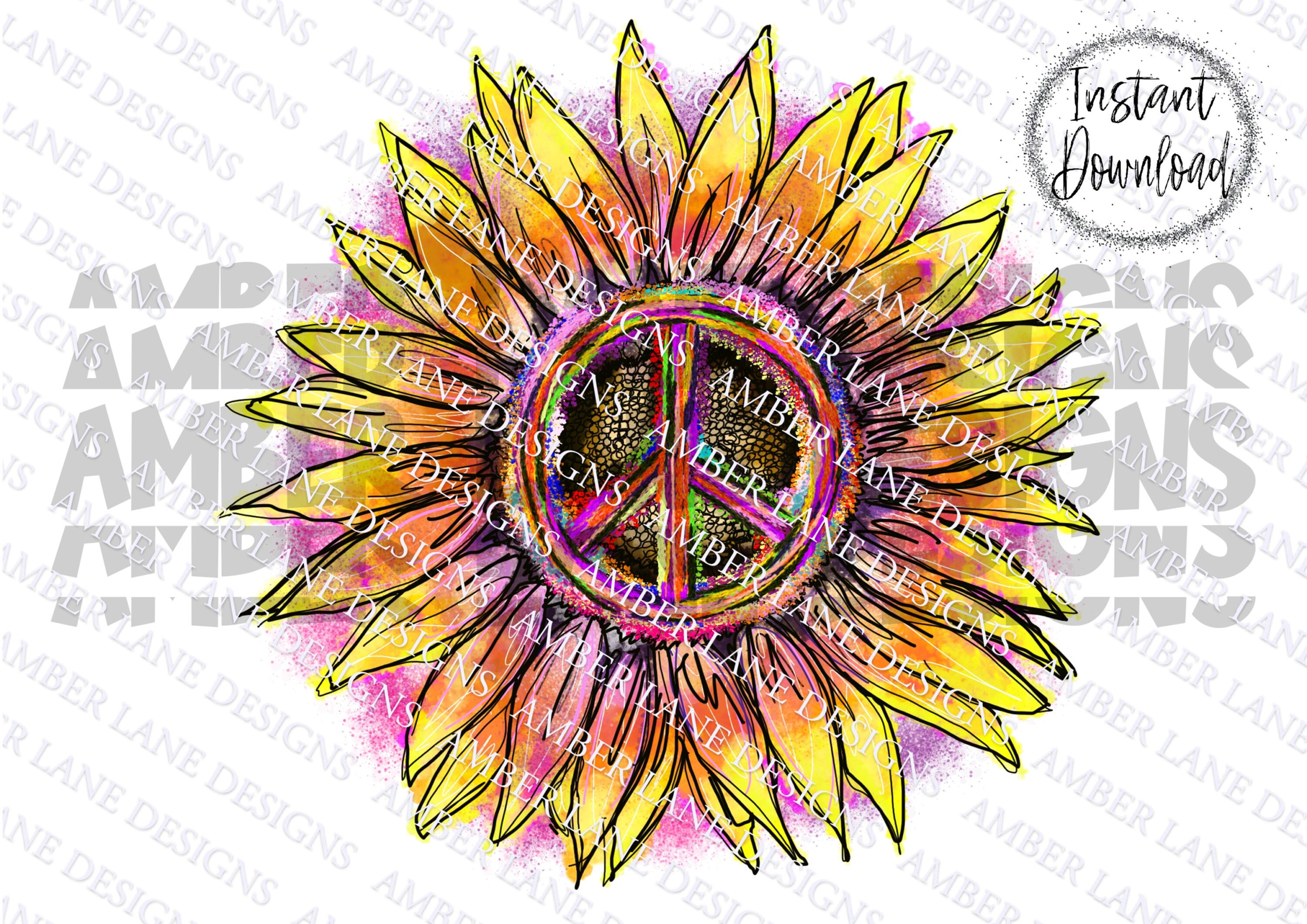 Sunflower Peace Love Hippie Sign PNG Rainbow Peace Sign PNG Etsy UK