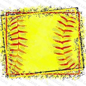 Marco de salpicadura de softbol desgastado, diseño PNG de fondo / Diseño de softbol