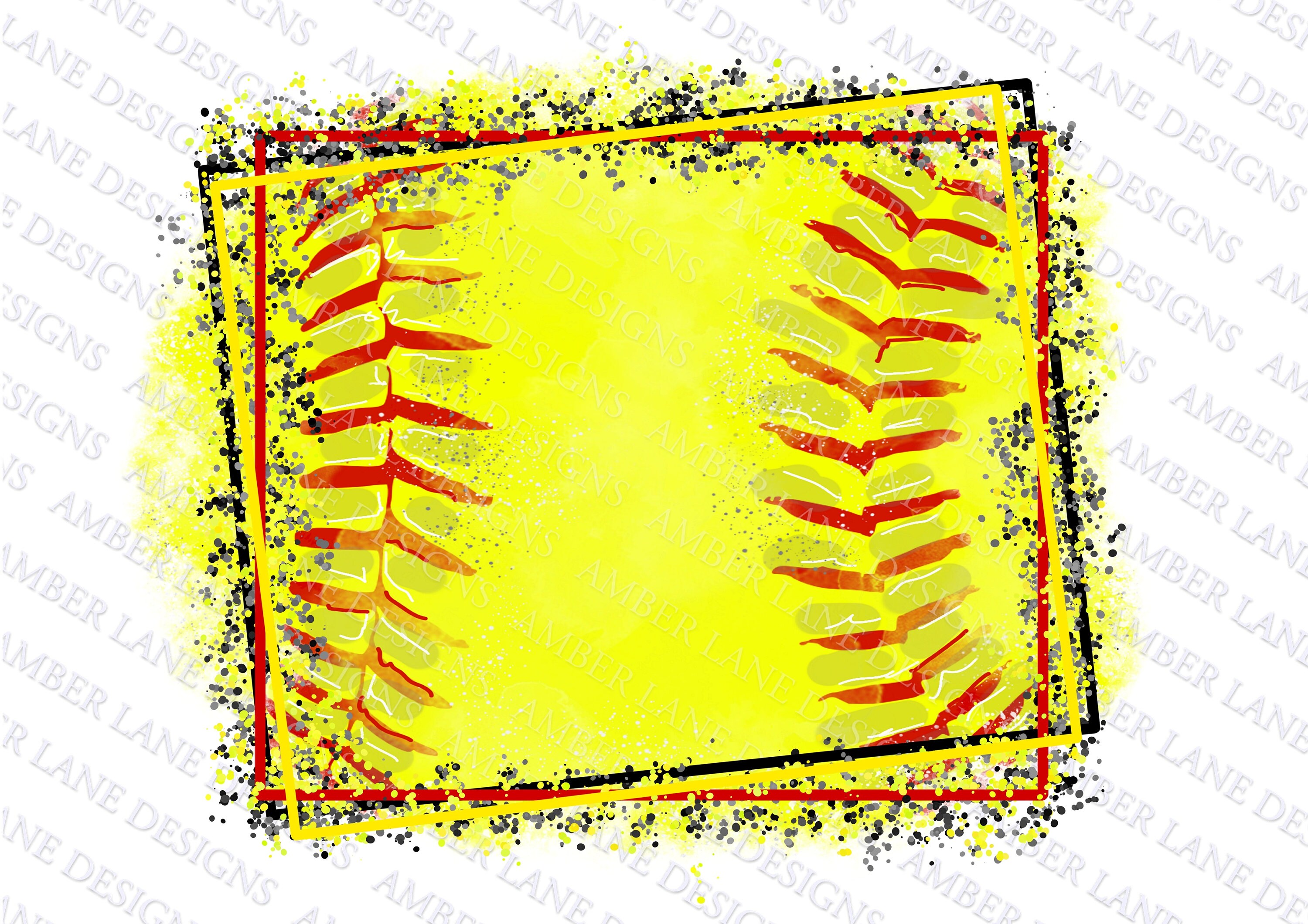 Distressed Softball Splash Frame Background PNG Design Etsy