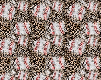SEAMLESS paper Baseball and leopard 12x12 inches, jpeg file.