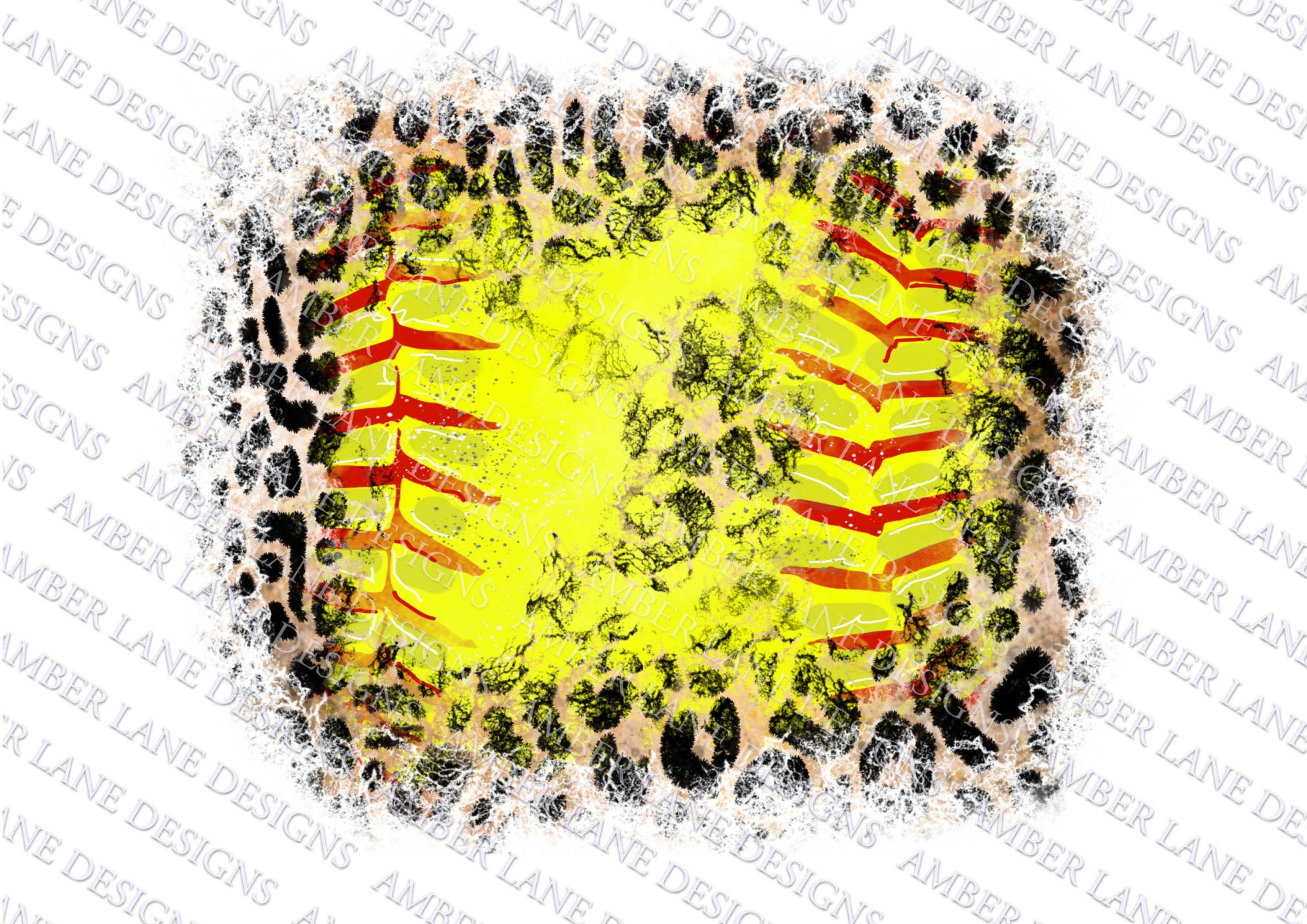 Leopard Distressed Softball Splash Frame, Background PNG Design | Sof…